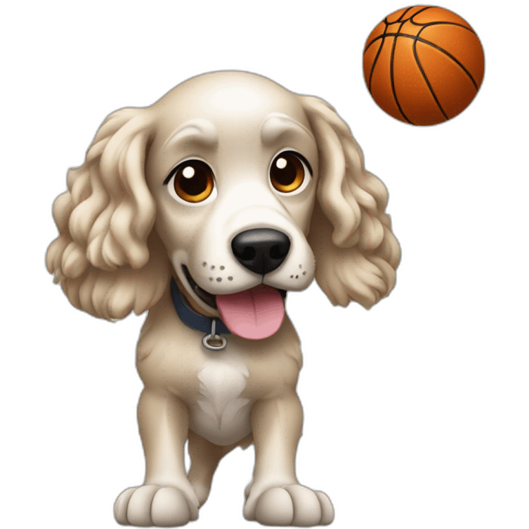 cocker fire black playing basketball emoji