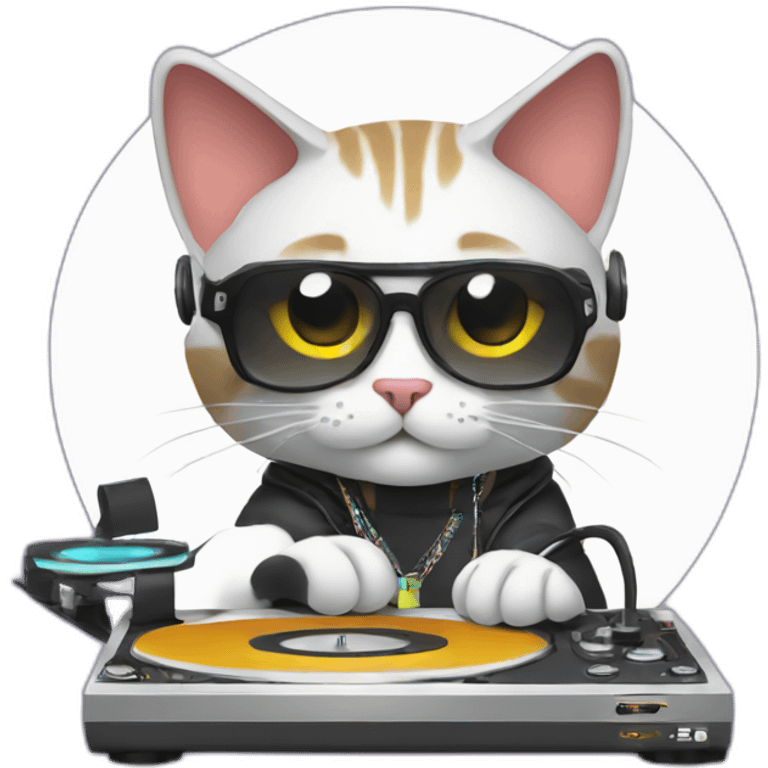 DJ cat with turntable emoji