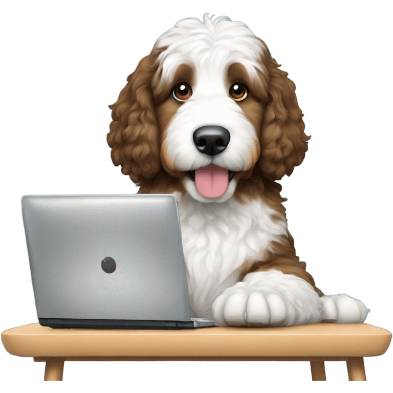 bernedoodle with computer emoji