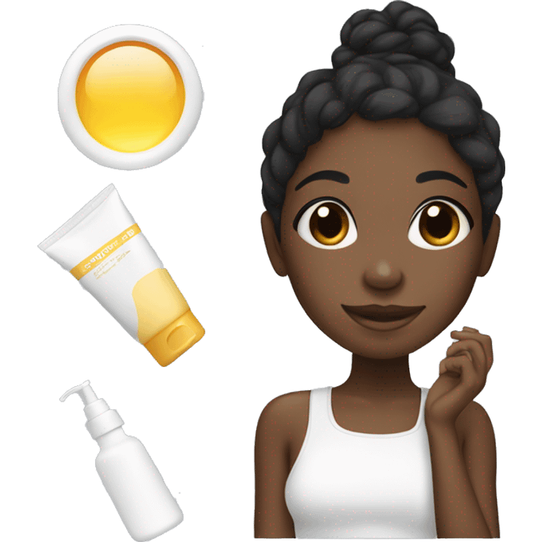 Black girl doing skincare with pjs on emoji