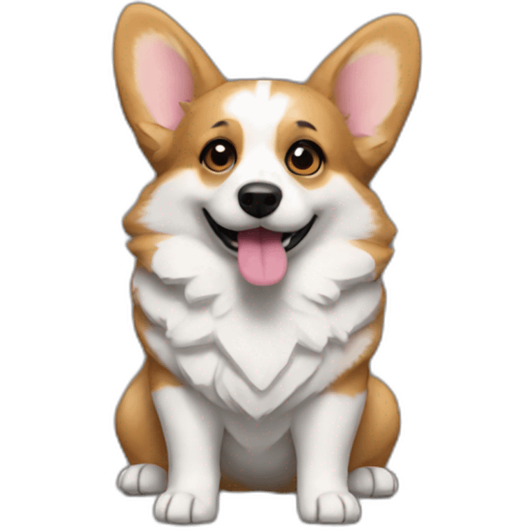 Full body Corgi in the band kiss emoji