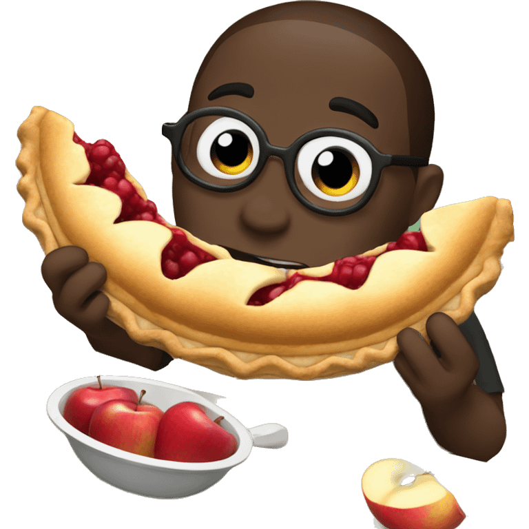 big black bananas eating an apple pie on a sunday emoji