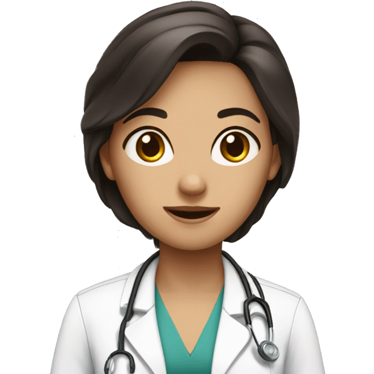 One cute brunette female doctor emoji