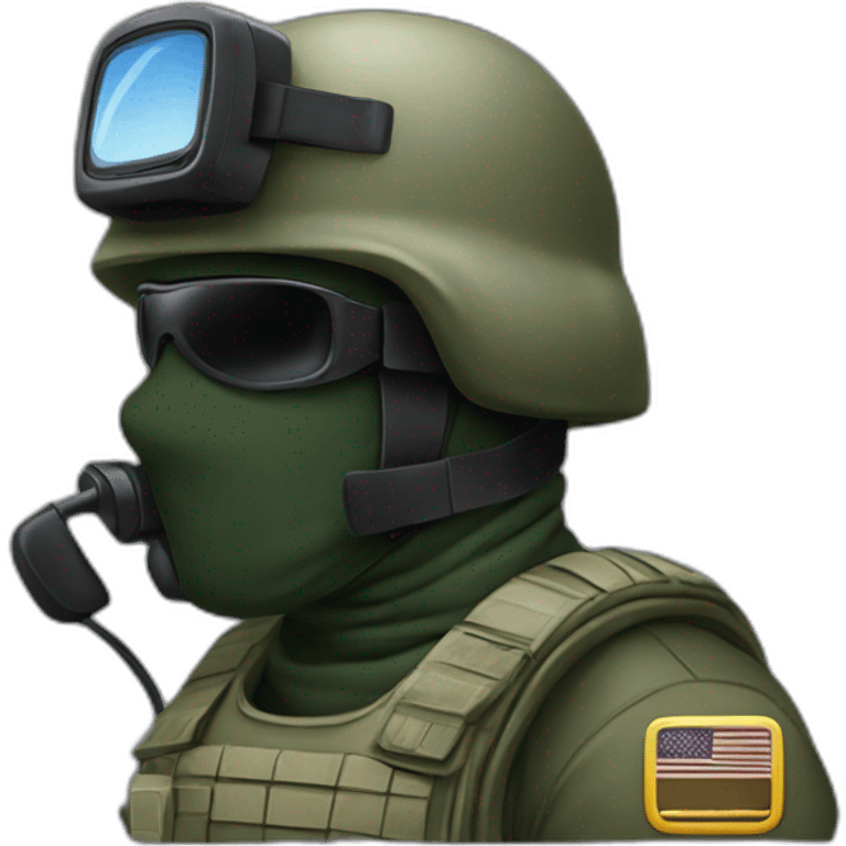 military in balaclava talking phone emoji