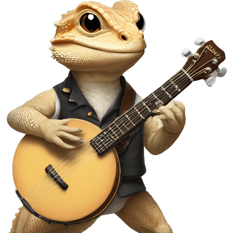 Bearded dragon playing the banjo in Nashville  emoji