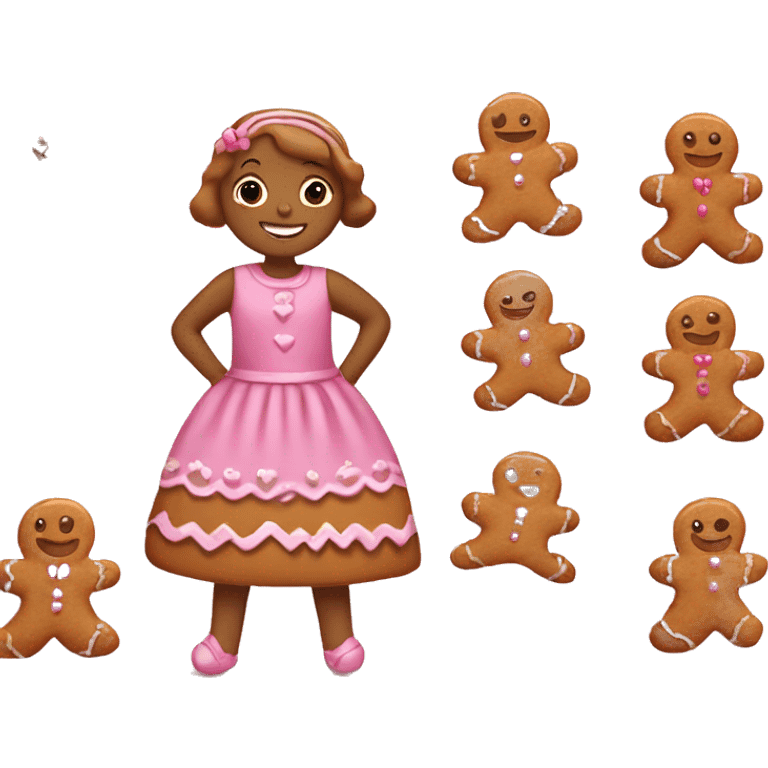 Cute gingerbread girl on a pink dress  emoji