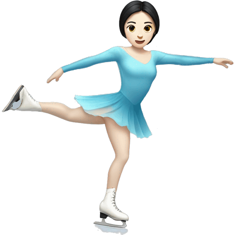 ice skater with black hair and pale skin skating trough the ice emoji