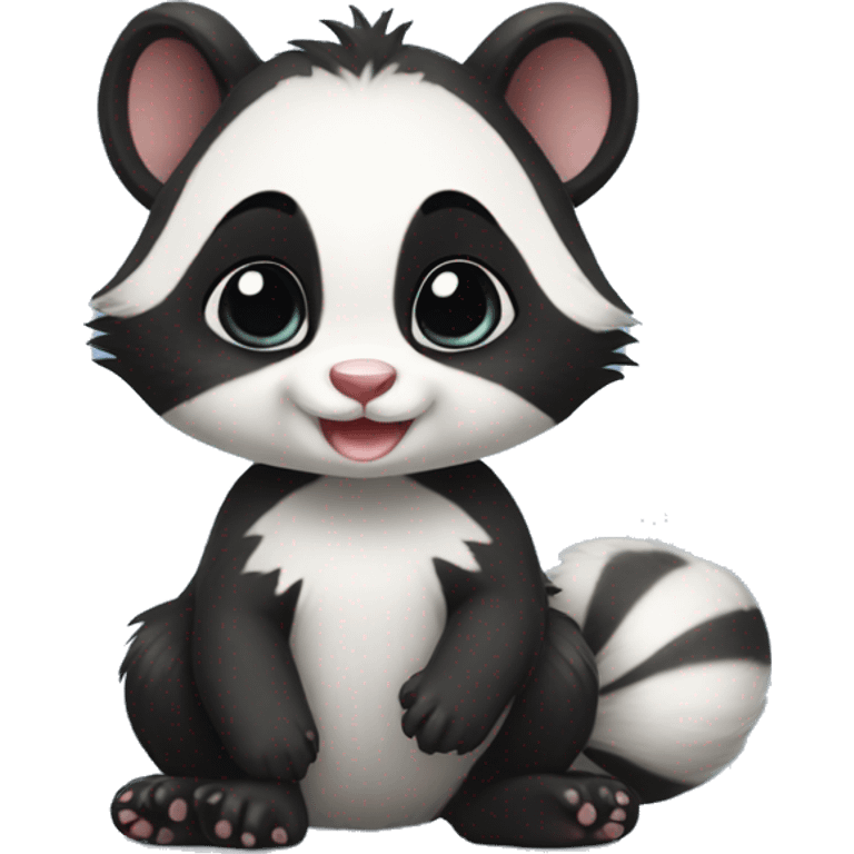 Cute baby skunk-panda-raccoon-ferret-cat-hybrid full body emoji