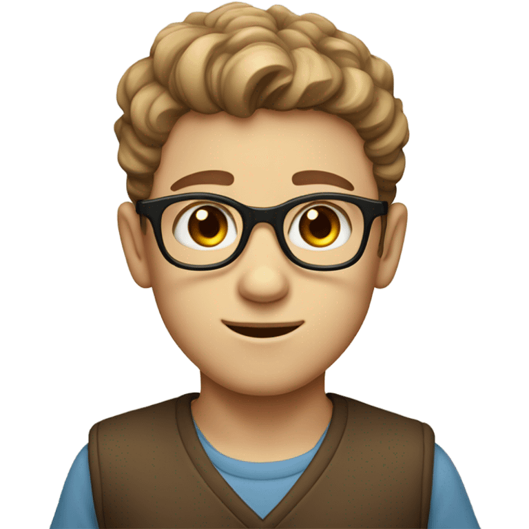 Jewish boy with sharp nose blue eyes square glasses and light brown hair  emoji