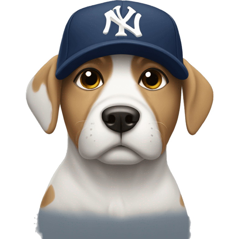 Dog wearing Yankee baseball cap emoji