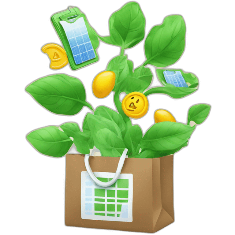 sustainable shopping finance renewable energy emoji