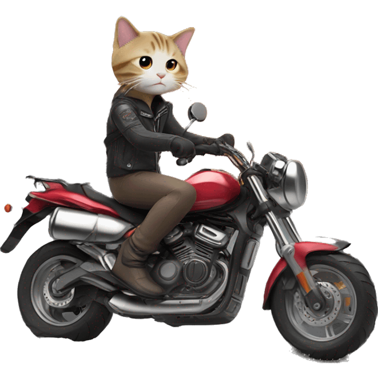 Cat riding a motorcycle on top of a volcano ￼ emoji