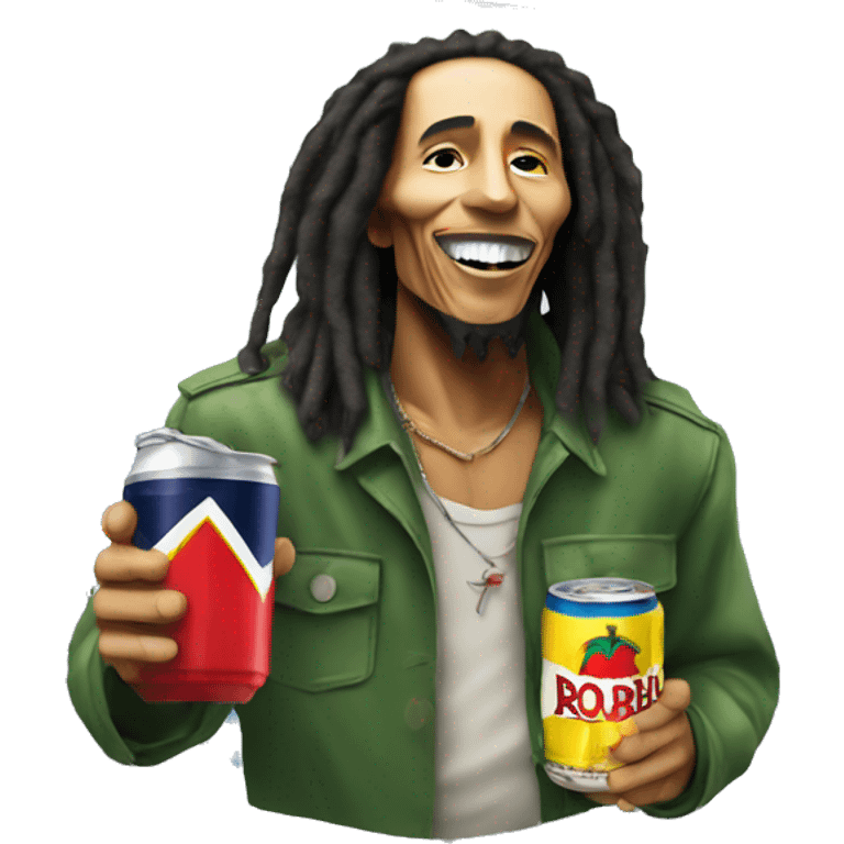 Bob Marley holding a redbull  emoji