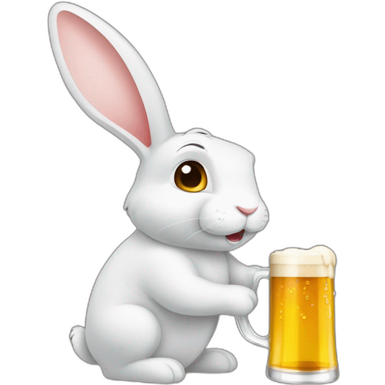 Lapin buvant une bière emoji