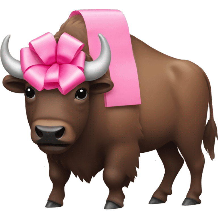 Bison with pink bow emoji