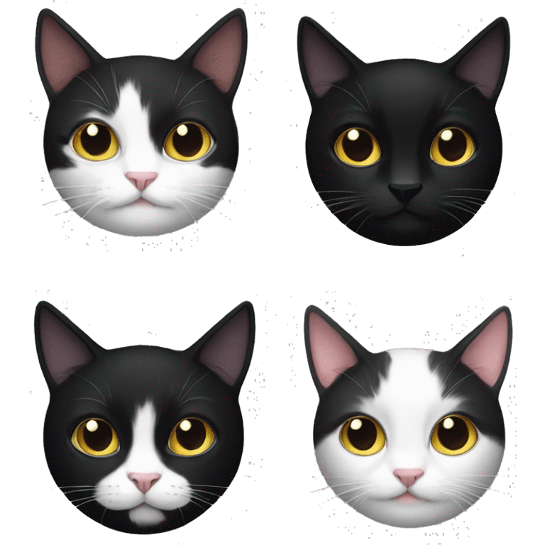 Black cat and black and White cat  emoji