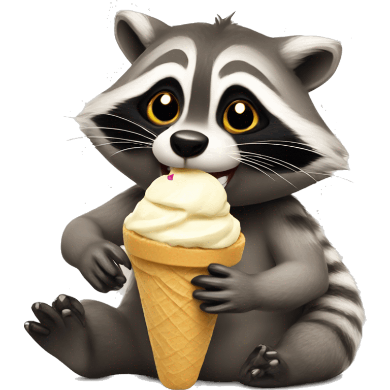 Racoon eating an ice cream  emoji