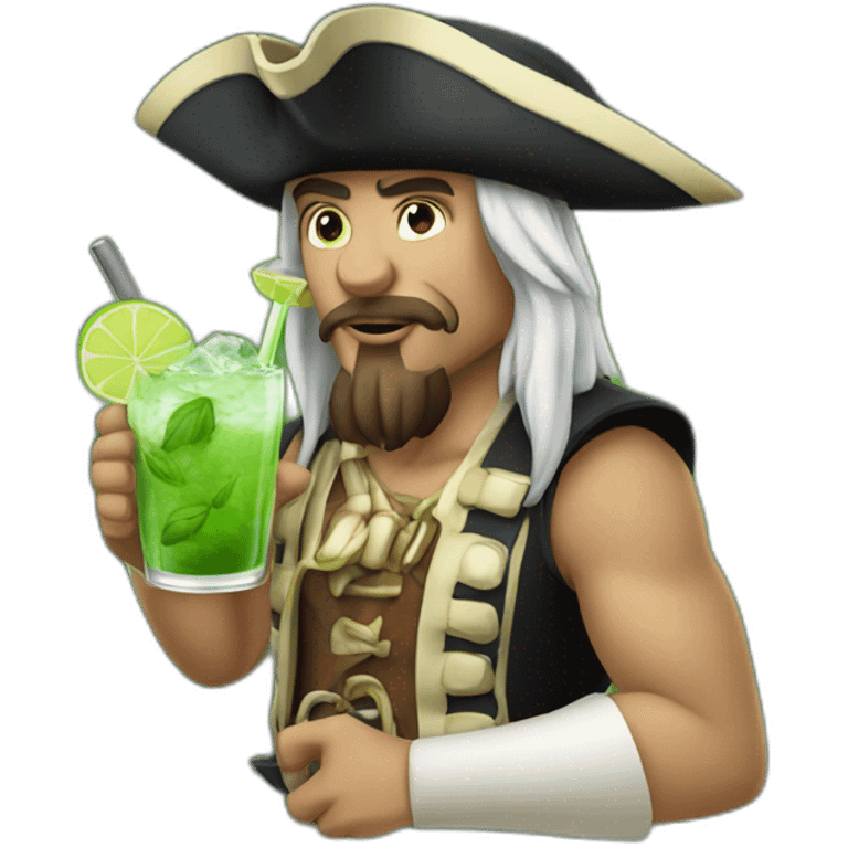 white pirate drinking mojito emoji