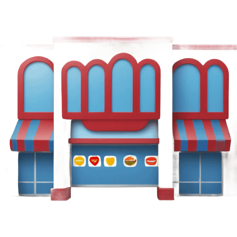 Blue and red supermarket building emoji