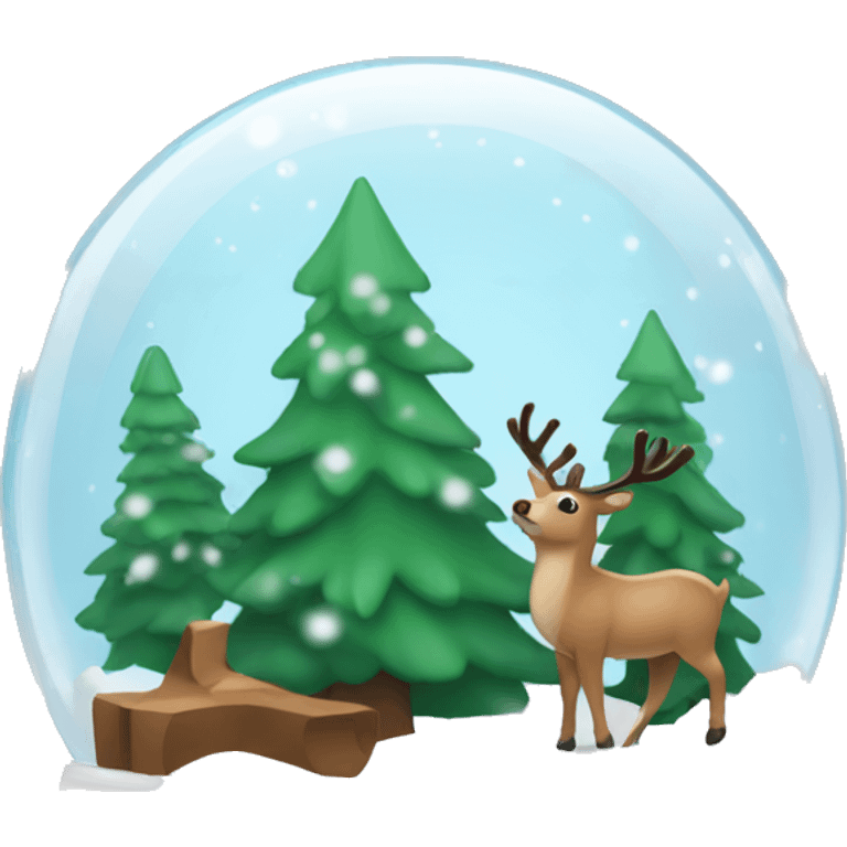 Snow globe with pine trees and reindeer inside emoji