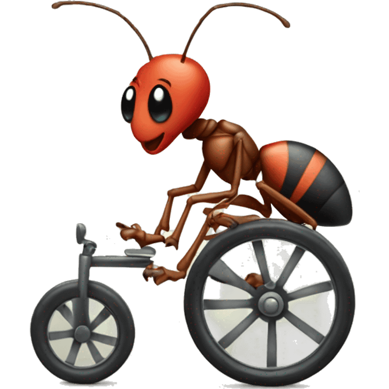 An ant doing a wheelie on a tricycle  emoji