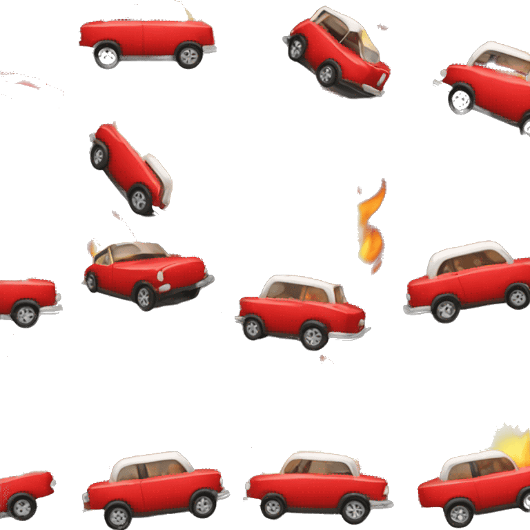 little red car on fire emoji