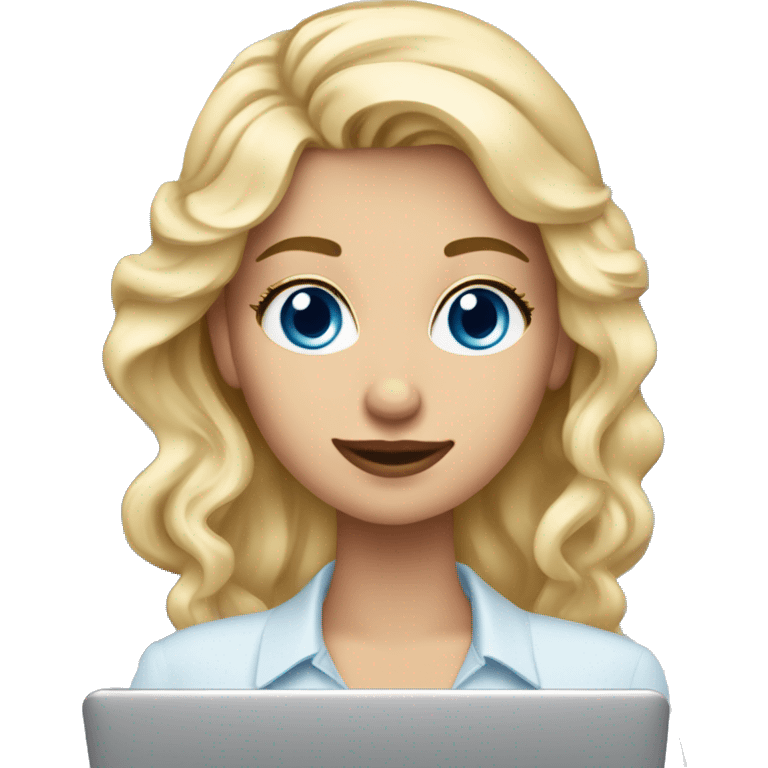 Remote blonde girl with blue eyes dressed classy with a laptop on the mountain slopes ⛷️ emoji