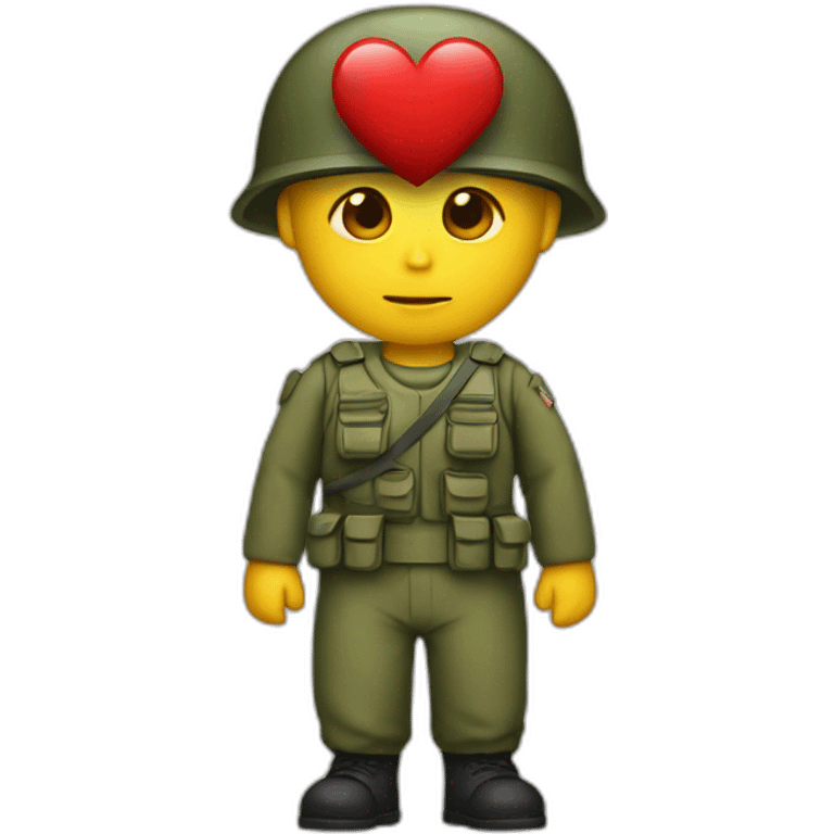 Solider holding a heart emoji