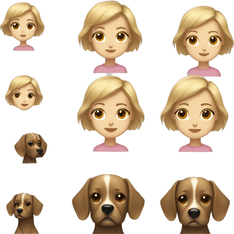 blonde short hair girl with brown eyes and a brindle dog  emoji