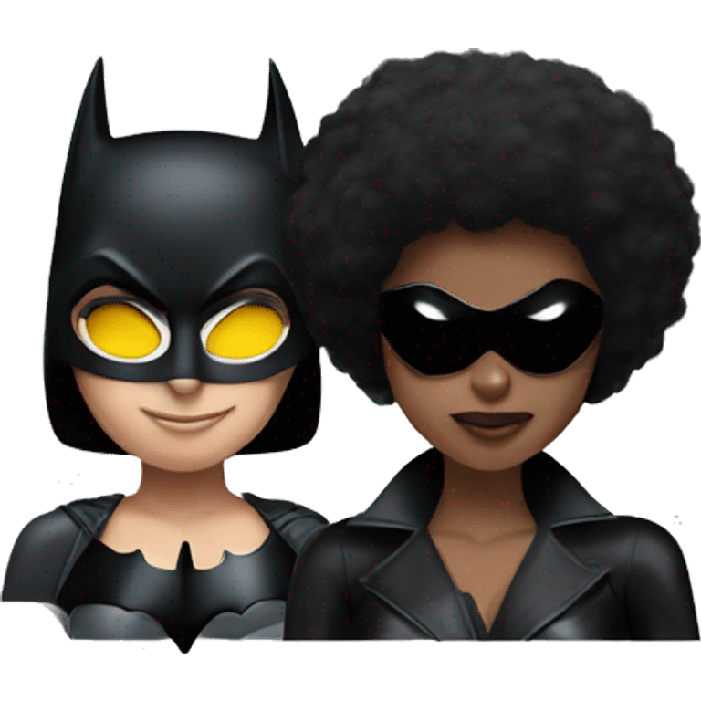 Batman and afro catwoman emoji