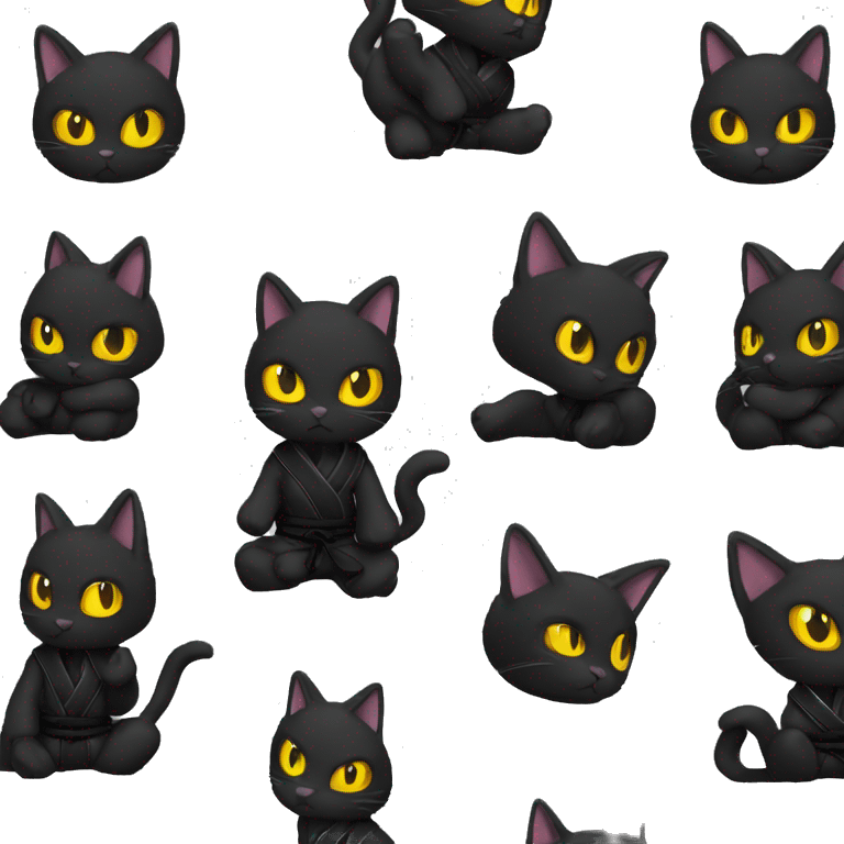 Serious Black cat Black belt jiu-jitsu  emoji