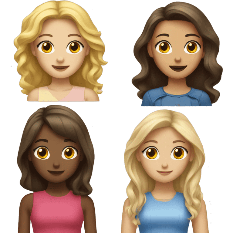 Blonde girl and brunette girl emoji