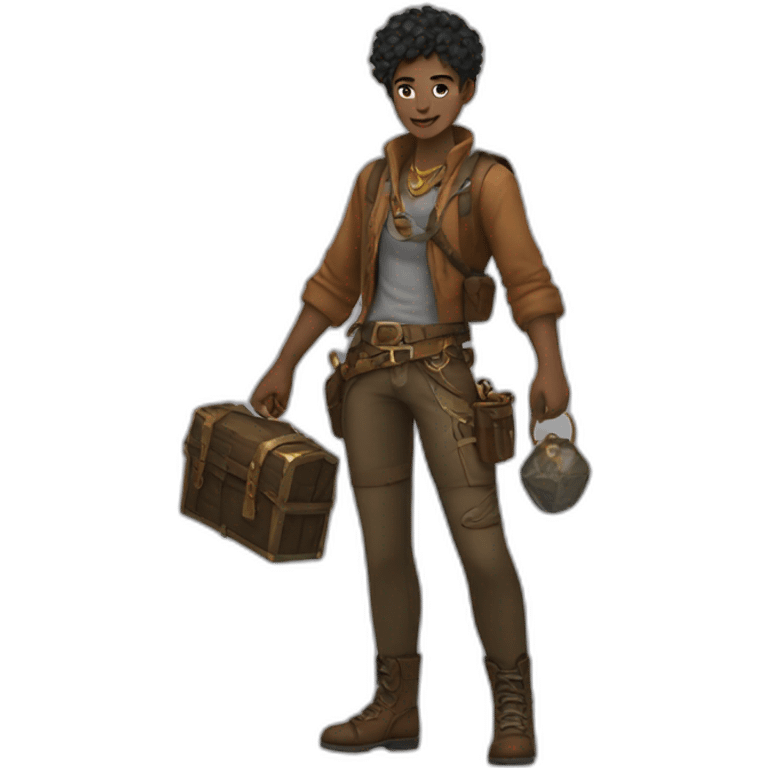 Treasure Hunter non-binary full body emoji