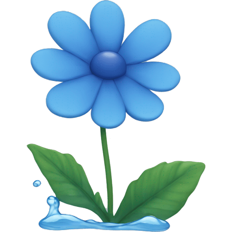 A blue flower with water emoji