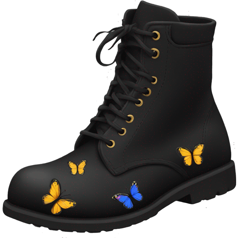 Black combat boots with butterflies  emoji