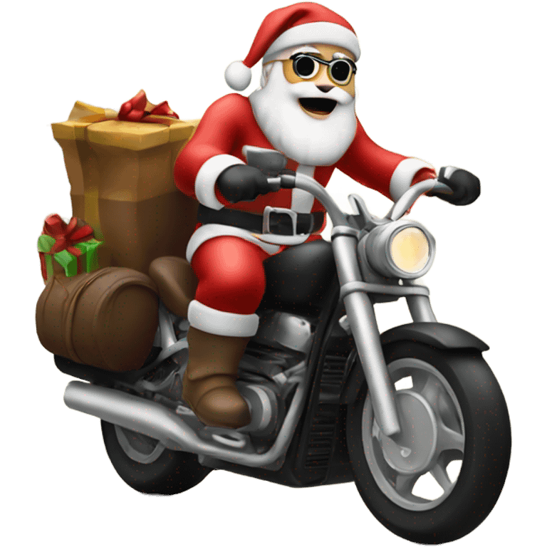 Santa driving a motorcycle  emoji