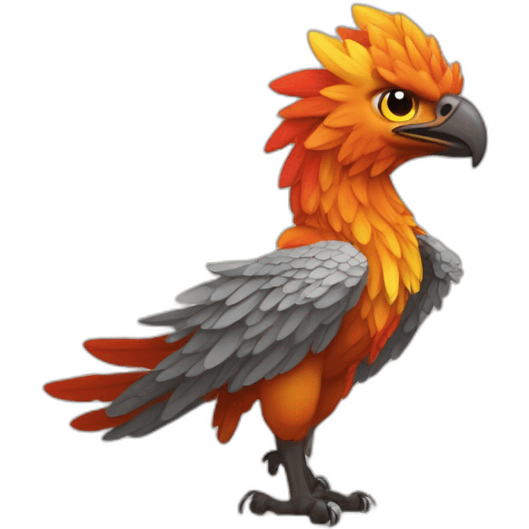 Griffon flamboyant  et inspirant, simple, épurer, son corps avec les bonnes proportions, couleurs de feu  emoji