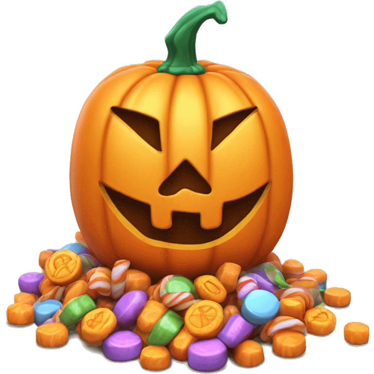 Jack-o’-lantern sitting in candy emoji