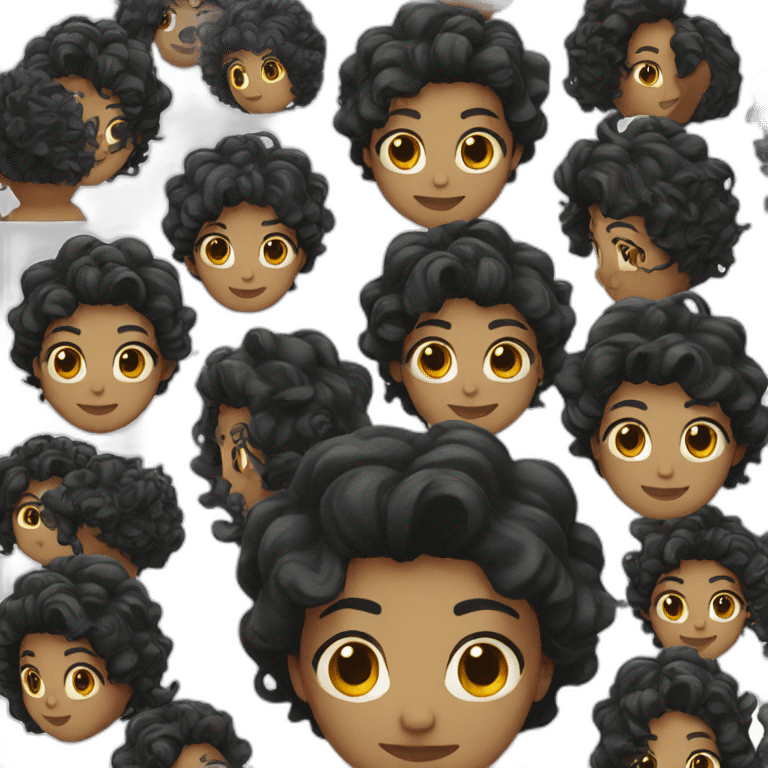 wavy black hair emoji