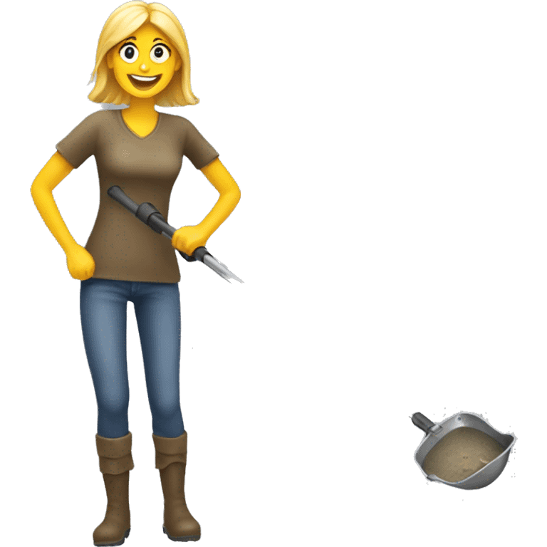 Happy woman metal detecting  emoji