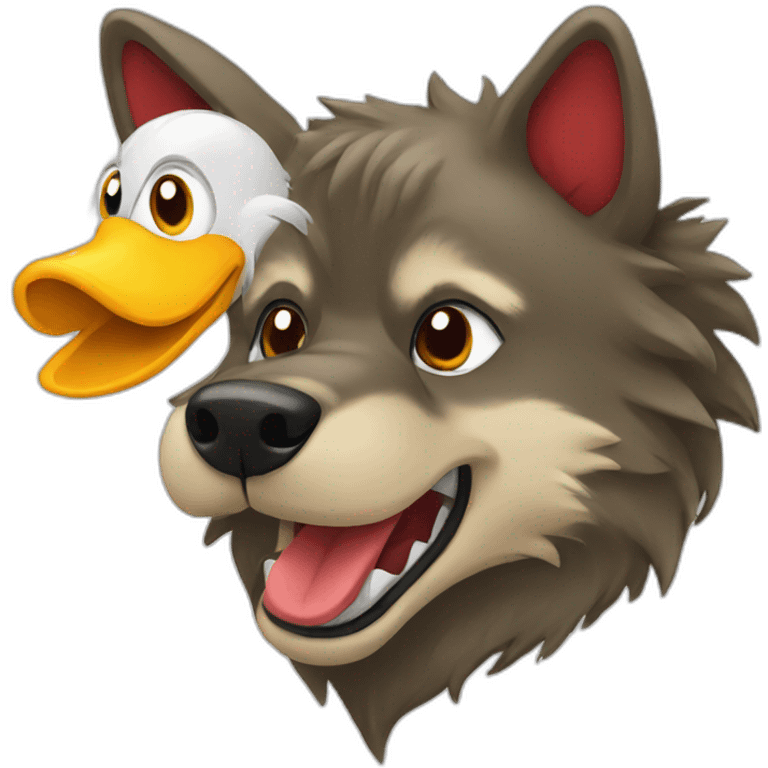 wolf, duck and heart emoji