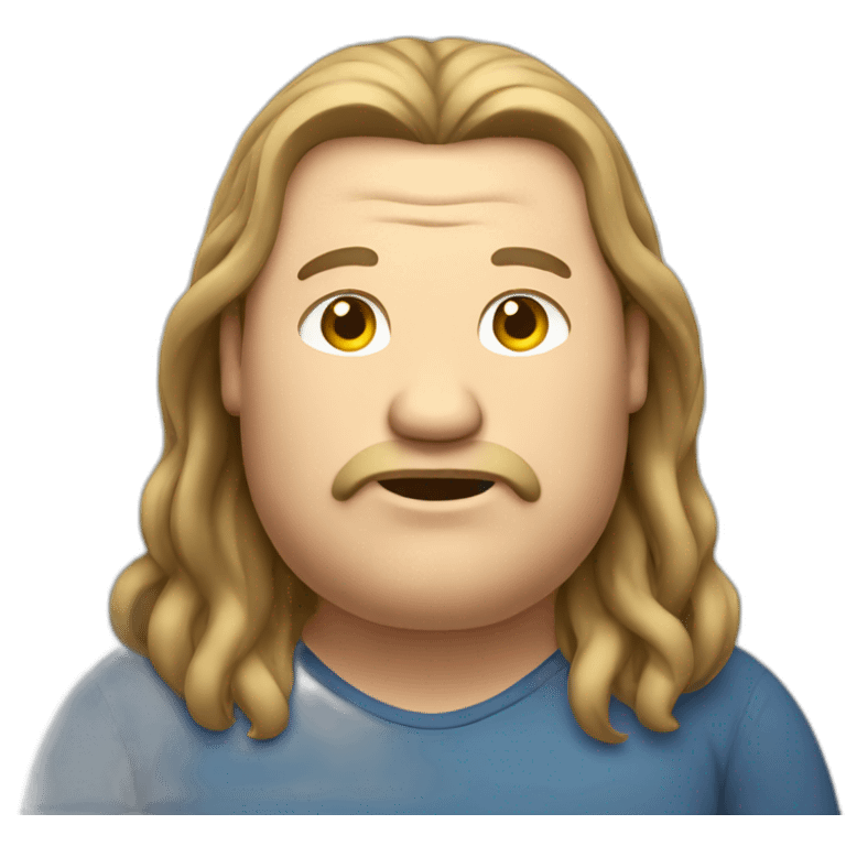 obese long hair man emoji