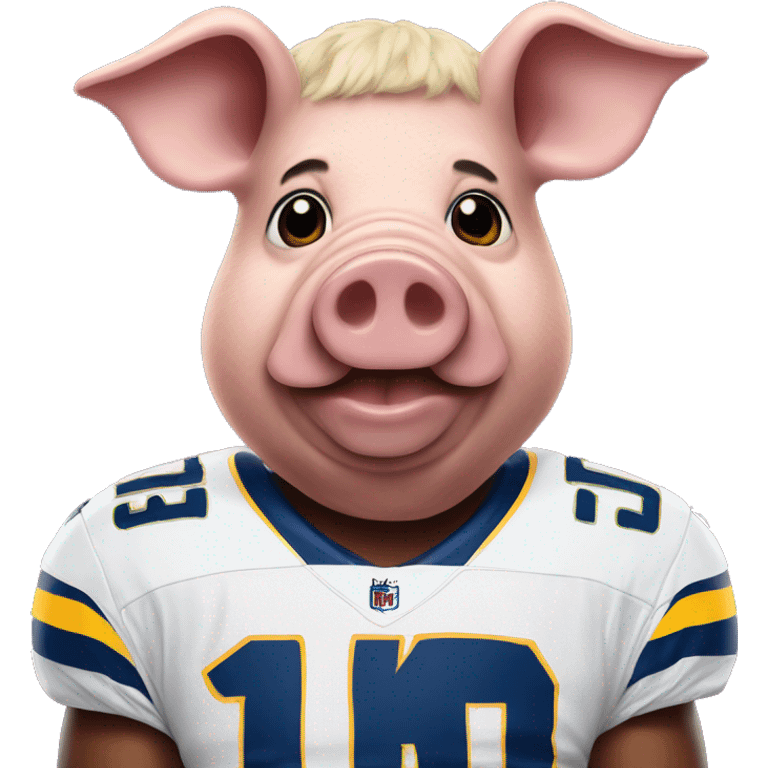 Pig with Los Angeles Charger jersey emoji