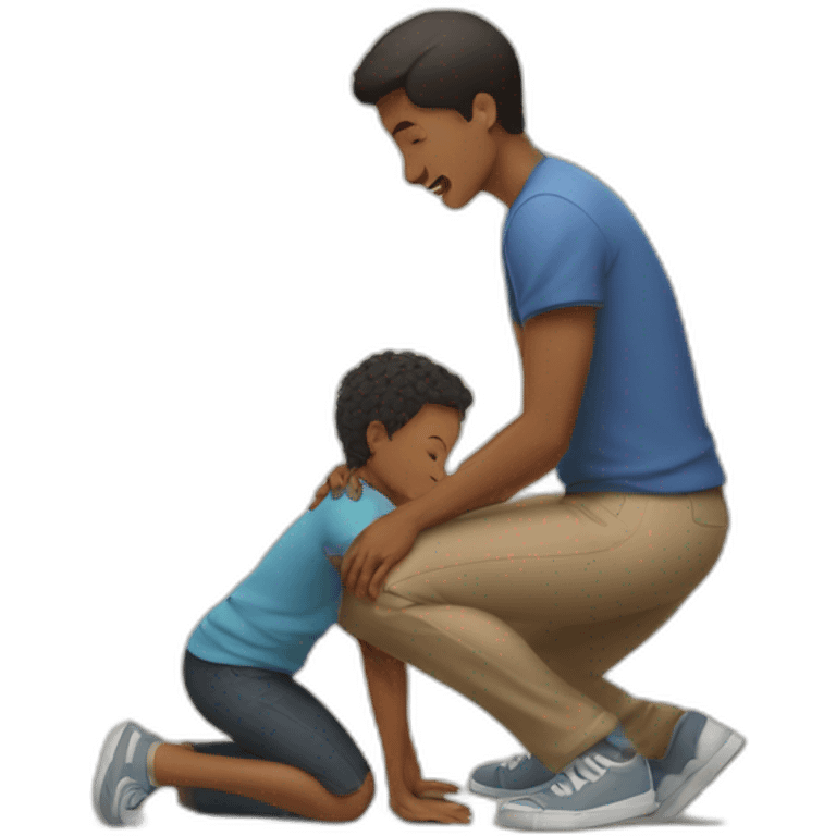  A young man kneels in front of his mother emoji