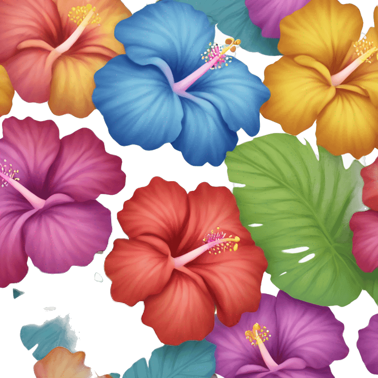 Hibiscus flower in different colors  emoji