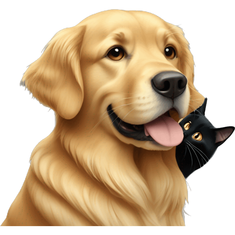 Golden retriever and black cat emoji