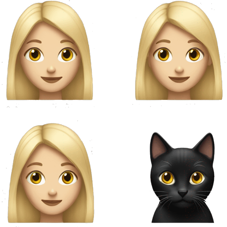 blond girl with black cat emoji