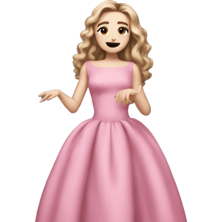 Sabrina carpenter full body singing with pink dress emoji