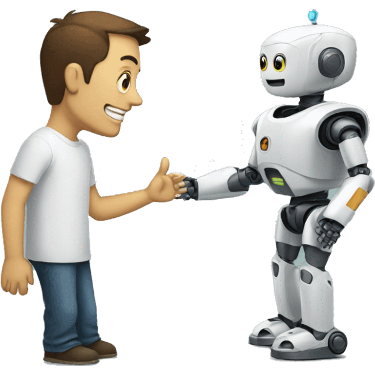 robot talking with man emoji