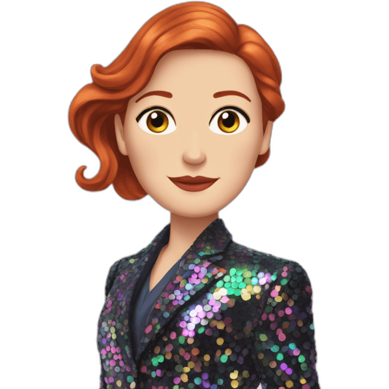 Audrey fleurot smooth long hair with multicolored sequined suit emoji